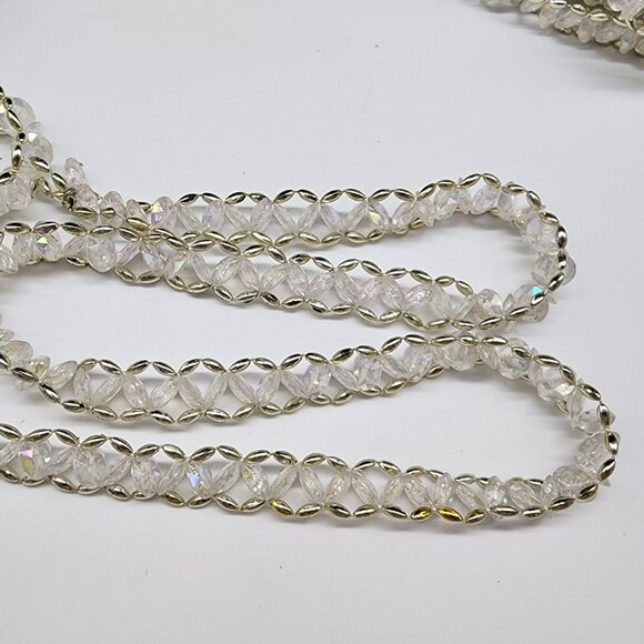 Handmade Garland Iridescent & Silver Oval Beads 9 Yards 22" each 2 Strands VTG - Picture 1 of 3